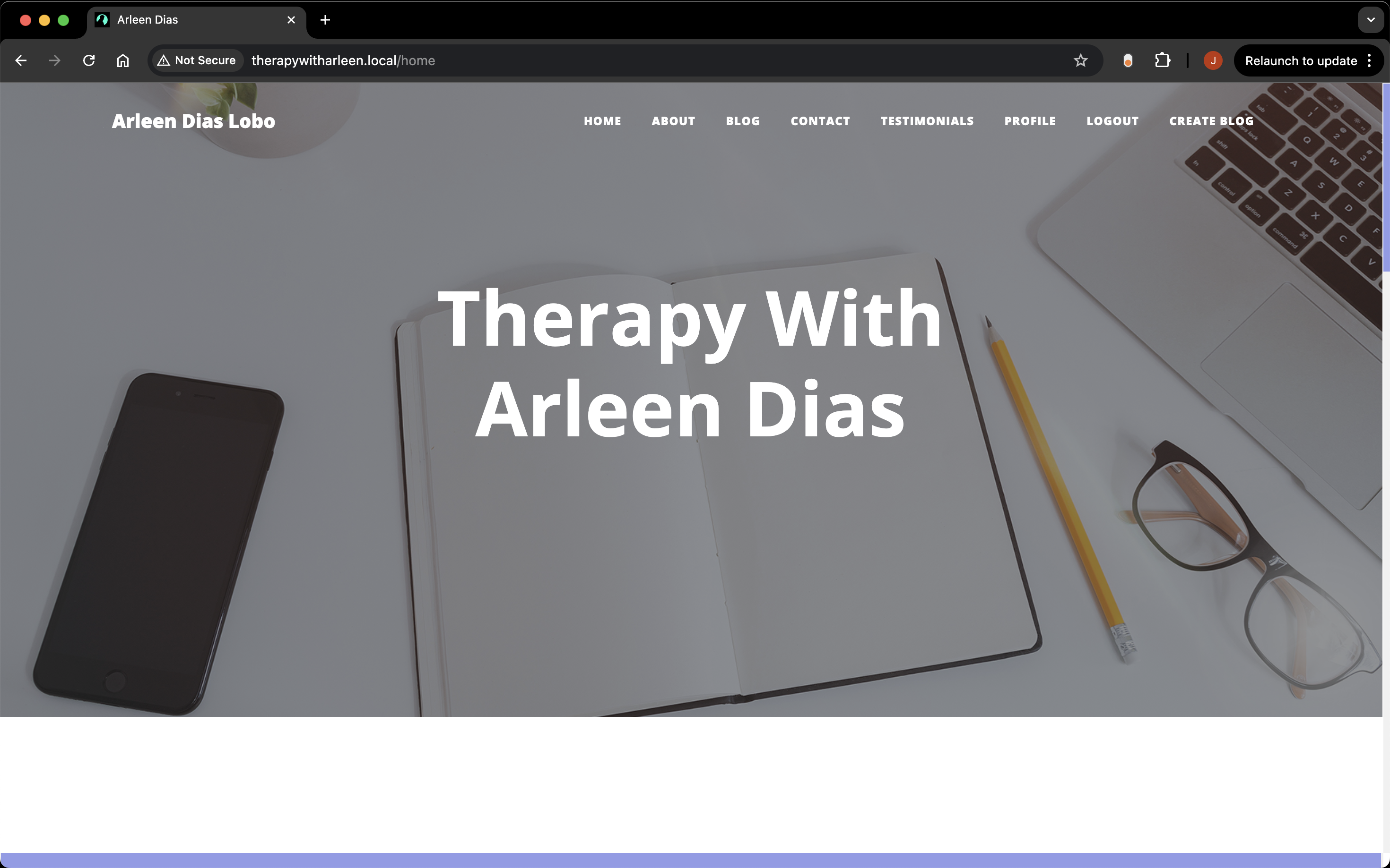 Jonathan D'Penha – Counselling Website Screenshot 1