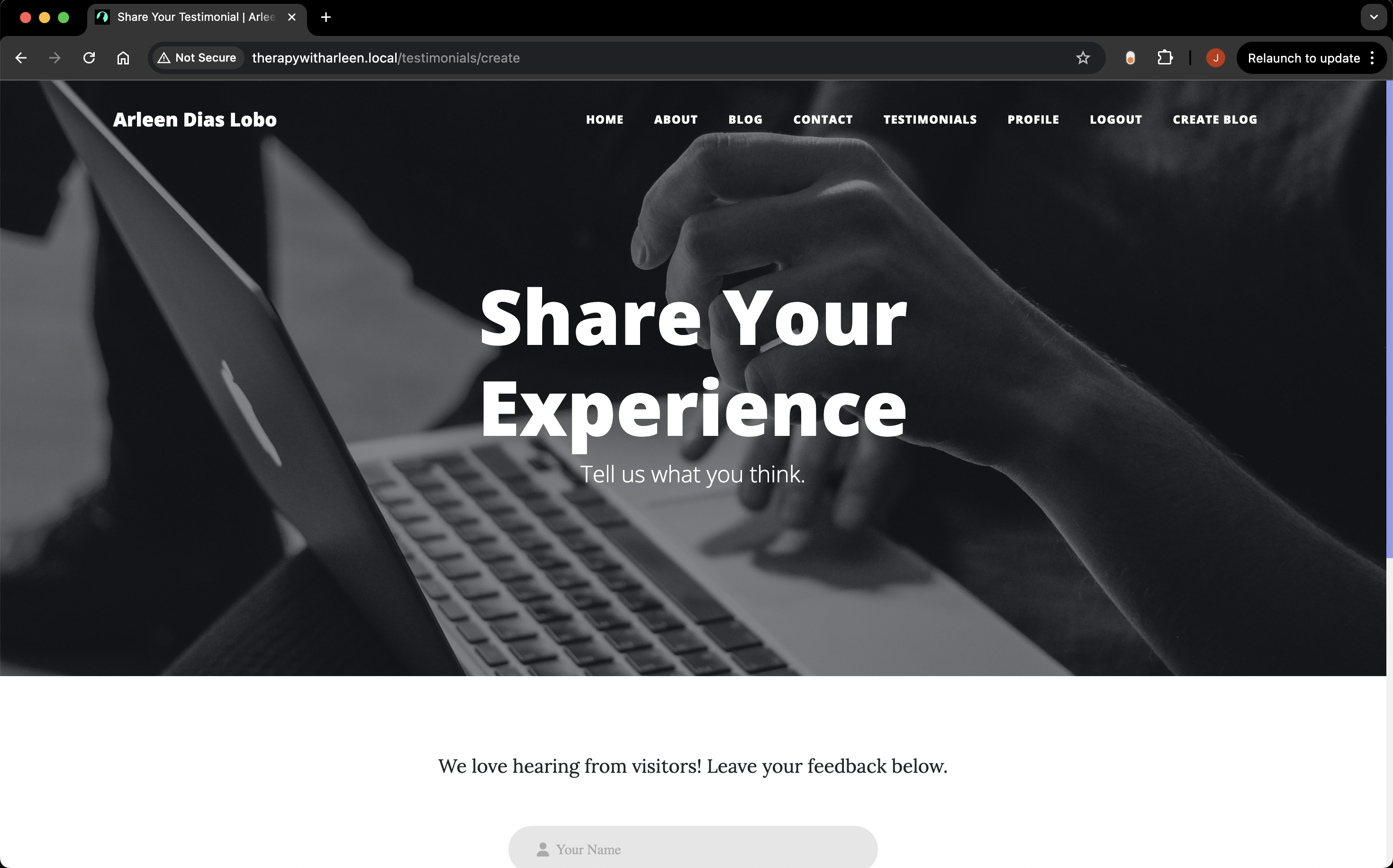 Jonathan D'Penha – Counselling Website Screenshot 2